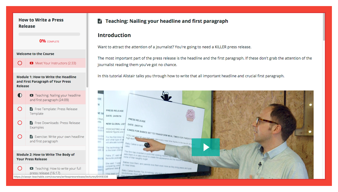 How to write a press release course