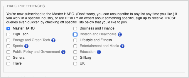 HARO categories