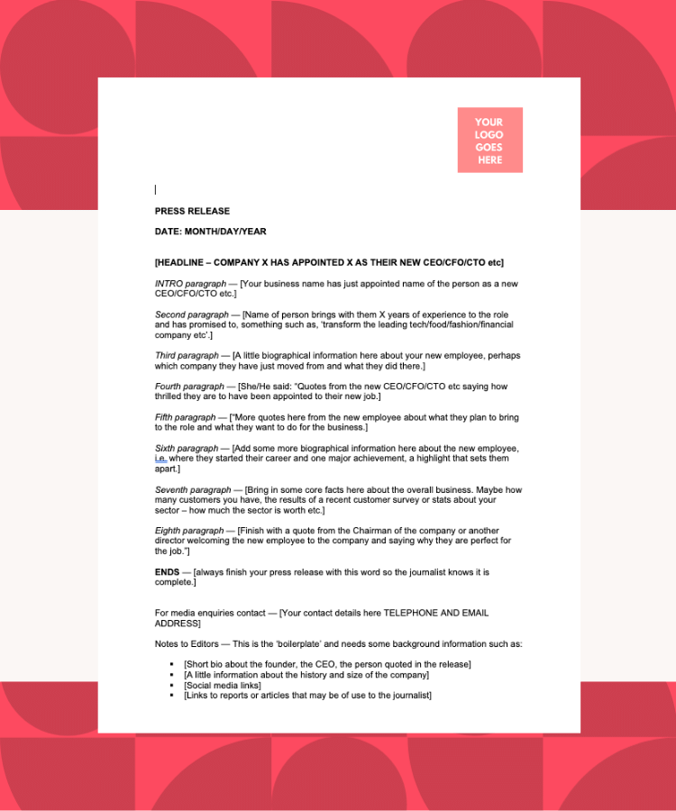 New employee Press release template