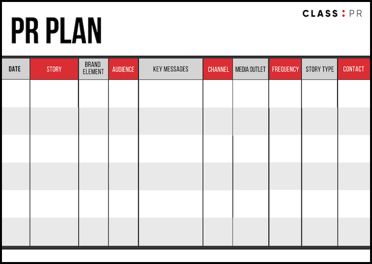 PR Plan template