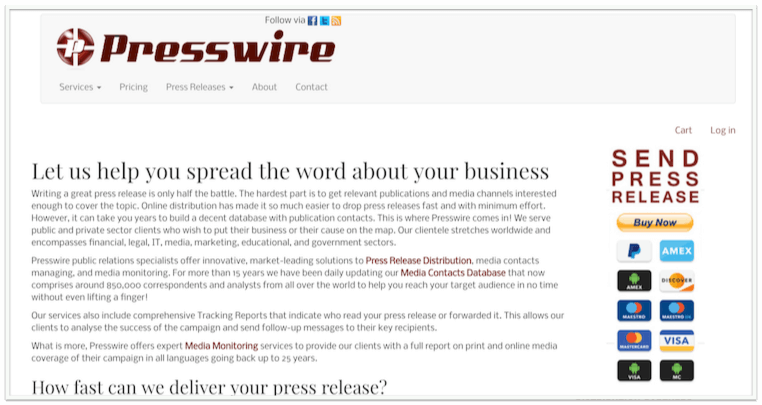 Presswire release services