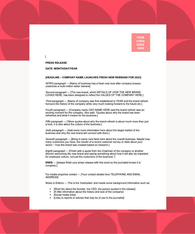 Rebranding Press release template