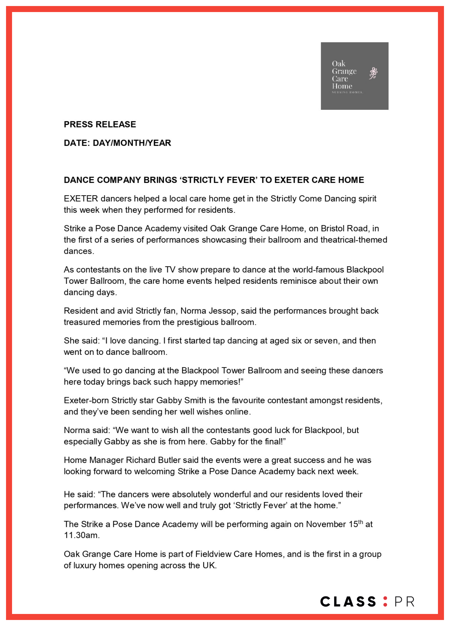 template press release